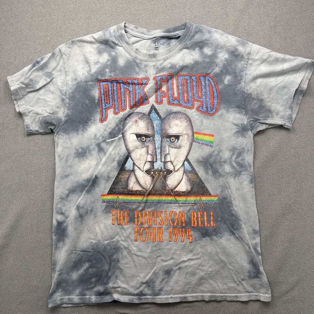 Pink Floyd Division Bell Shirt Mens Med Gray Tie Dye Perryscope 1994‎ Tour Repro